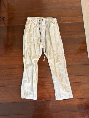 Dr. Collectors Lightweight Linen Cream Jogger Pants with Drawstring